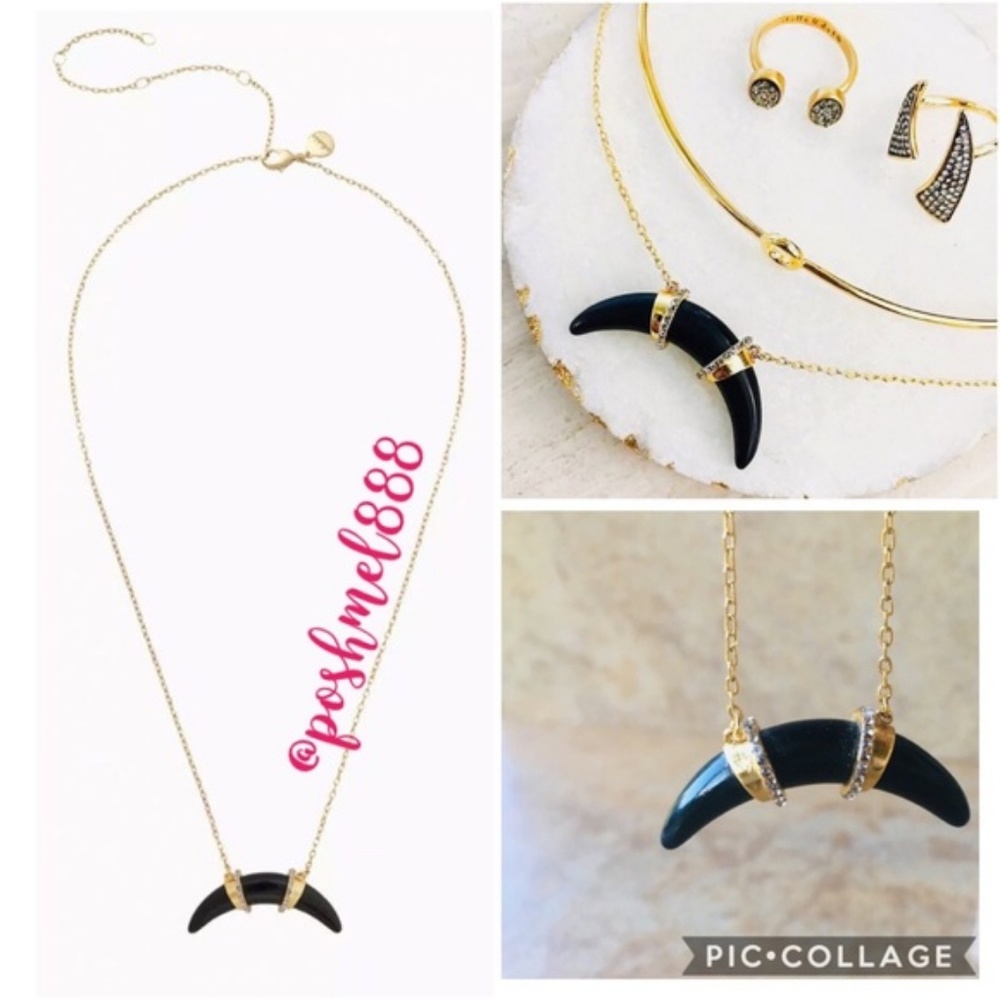 ::⚔️🌙Stella & Dot Black Arc+Pavé Pendant Necklace - Picture 3 of 7